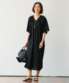 自由区 【WEB限定・洗える・XSサイズあり】ライトギャザーフレアスリーブ ワンピース