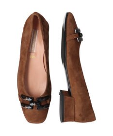 INTER-CHAUSSURES 【INTER-CHAUSSURES】スクエアトウローヒールバックルパンプス