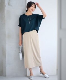 ANY L 【ウエストゴム】カットジョーゼットタイトスカート