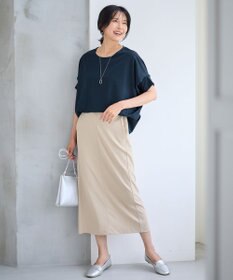 ANY L 【ウエストゴム】カットジョーゼットタイトスカート