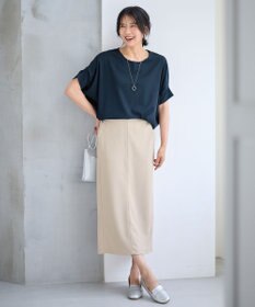 ANY L 【ウエストゴム】カットジョーゼットタイトスカート