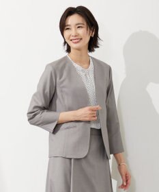J.PRESS LADIES 【セットアップ対応・洗える・UVケア・速乾】 OXIJEWELストレッチ ノーカラー ジャケット