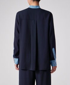 Paul Smith バックサテン ジョーゼット スタンドカラー ブラウス