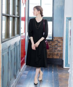 Tiaclasse L 【洗える】大人の洗練ドレープワンピース