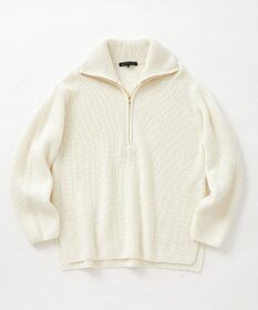 23区 L 【洗える】ウールコード ハーフジップ ニット