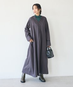 CRAFT STANDARD BOUTIQUE 刺繍入りツイルＶネックワンピース