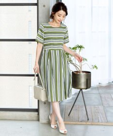 Tiaclasse L 【洗える】 1枚でサマになるマルチボーダーワンピース