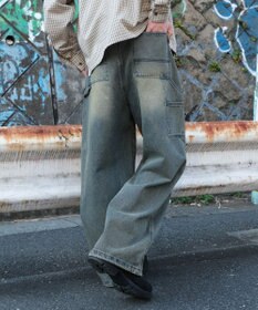 WEGO ダブルニーダメージデニムパンツ