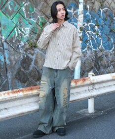 WEGO ダブルニーダメージデニムパンツ