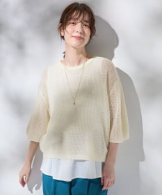 ANY 【洗濯機可/アンチピリング】アイレットメッシュニット