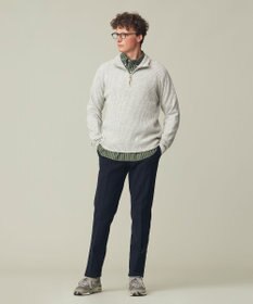 J.PRESS MEN 【Cash Lamb's Wool】畔編みハーフジップ ニット