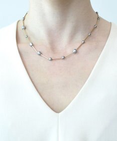 monshiro ガラスパールラインショート ネックレス