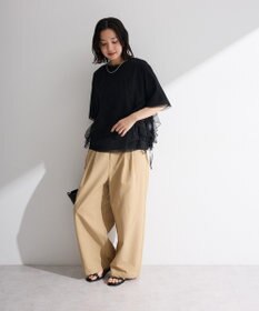 Green Parks サッカー裾ドロストワイドパンツ