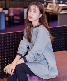 Tiaclasse 【洗える】クレリックシャツチュニックブラウス