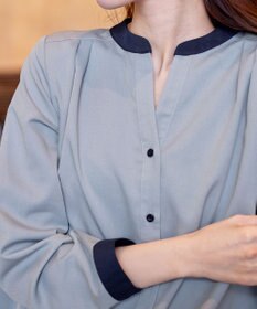 Tiaclasse 【洗える】クレリックシャツチュニックブラウス