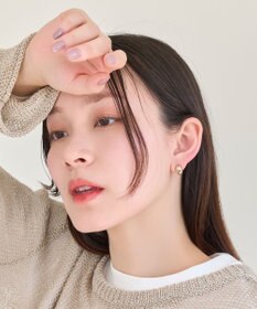 Phoebe 【金属アレルギー対応】オーバルフープスナップイヤリング　シャンパンゴールド