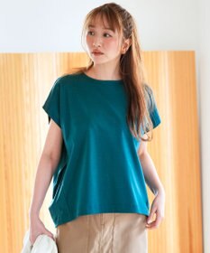 ANY SIS 【シルクタッチさら魅せTシャツ】後ろコクーン プルオーバー ダークグリーン