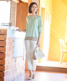 Tiaclasse L 【新色追加・洗える】配色スリットニット