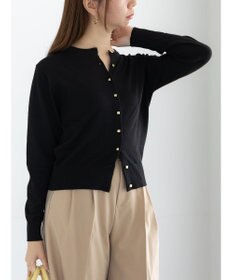 Te chichi メタルスクエア釦クルーネックカーディガン