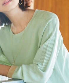 Tiaclasse L 【新色追加・洗える】配色スリットニット