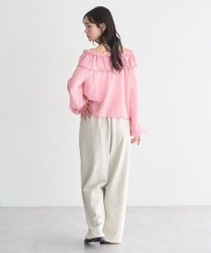 earth music&ecology シアーチェック2wayオフショルブラウス