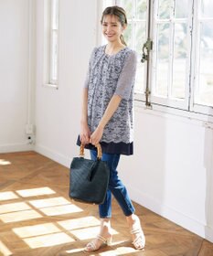 Tiaclasse 【洗える】スカラップレースチュニックブラウス