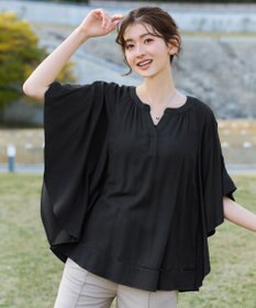 Tiaclasse リネンライクスラブ スキッパー襟ブラウス