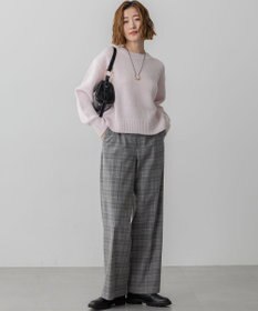 23区 【洗える】ウォームストレッチ チェック ワイド パンツ