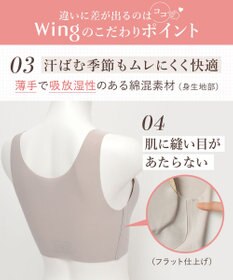 Wing ノンワイヤーブラ 【綿の贅沢】 綿混素材 ラクなのにきれい ハーフトップ KB1031 ウイング／ワコール