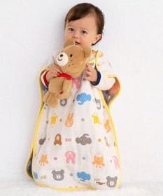 MIKI HOUSE HOT BISCUITS 六重織どうぶつ柄ガーゼスリーパーセット【BOX付き】