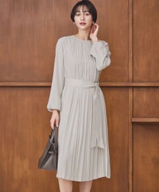 23区 【洗える】クリスタルアムンゼン プリーツワンピース ベージュ系