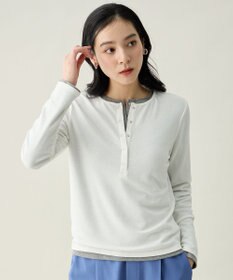 ANY クリアラメフライスヘンリーネックプルオーバー