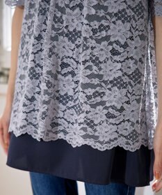 Tiaclasse 【洗える】スカラップレースチュニックブラウス
