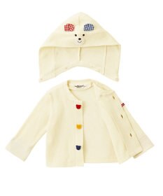 MIKI HOUSE HOT BISCUITS 【70-110cm】 顔ドン ワッフル素材 パーカー