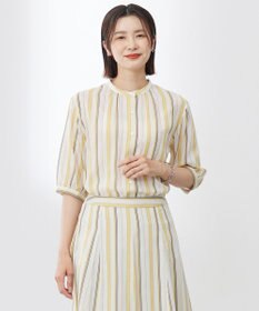 J.PRESS LADIES L 【洗える】ランダムストライプ ブラウス