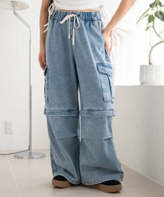 WEGO 【ウエストゴム/2WAY】2WAYデニムカーゴパンツ