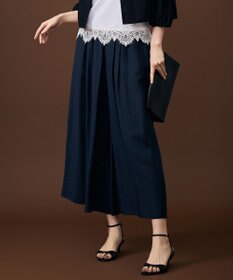 自由区 【カタログ掲載・ご好評アイテム・累計2500本・新色追加・ウエストゴム・セットアップ対応】エアリーツイルキュロット パンツ ネイビー