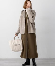 洗える】ラクーンブレンドダブルフェイス ニット フーディー