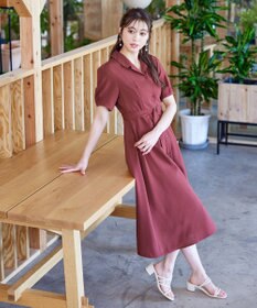 Tiaclasse 【洗える】開襟シャツワンピース