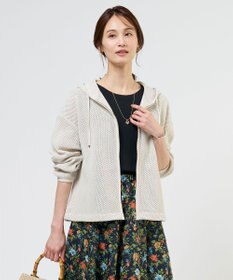 J.PRESS LADIES 【冷房対策に】ラッセルレース パーカー ベージュ系