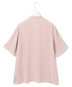 ICB L 【接触冷感・UVケア・速乾・洗える】BackSatinAmunzen 5分袖Vネックボウタイブラウス