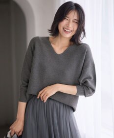 ANY 【洗濯機可】Ｖネックラメガーターニット