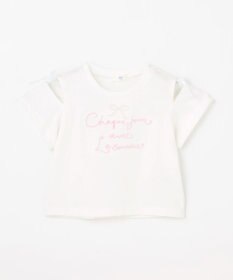 ANY KIDS 【洗濯機可能】肩あき ロゴ刺繍Tシャツ