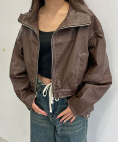 WEGO 配色ステッチWZIPショートブルゾン