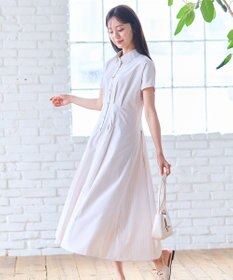 Feroux 【洗える】パールボタンストライプ シャツワンピース