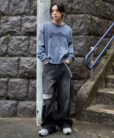 WEGO ブリーチニットグラフィックプルオーバー