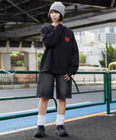 WEGO 【ユニセックス着用ITEM/裏起毛/SMLサイズ展開】リラックスフィットハートロゴプルオーバー