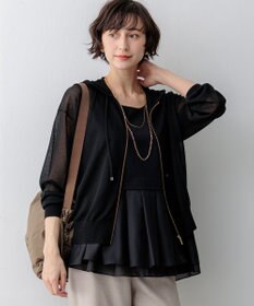 23区 【先行予約】シャイニーシアーニット ジップアップ パーカー