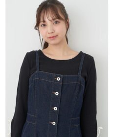 earth music&ecology ボタンキャミデニムワンピース