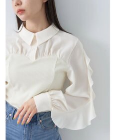 earth music&ecology ドッキングフリルシャツ見えプルオーバー